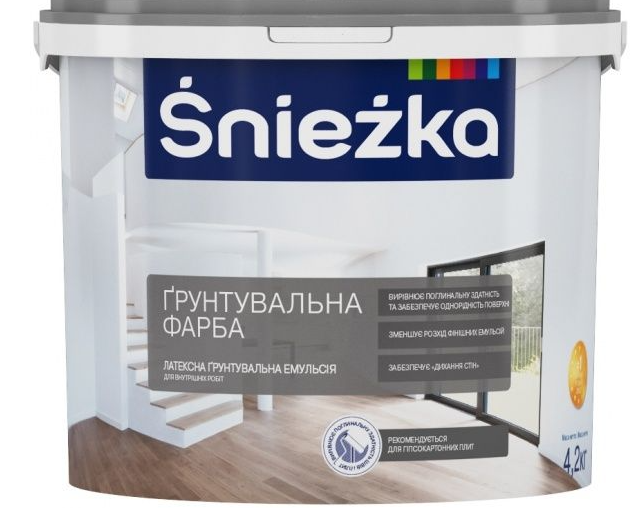Фарба грунтувальна латексна водоемульсійна Sniezka глибокий мат білий 3 л 4,2 кг